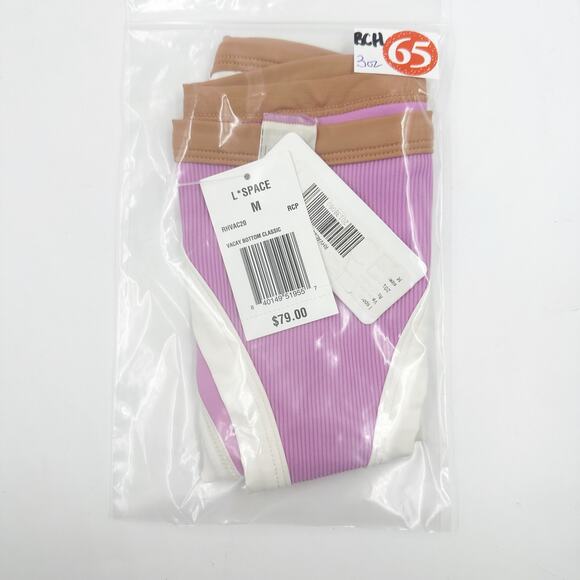 L*Space Vacay Bottom Classic RHVAC20 RBC Medium Rosebud Pink Cream Putty Brown M - Picture 6 of 6